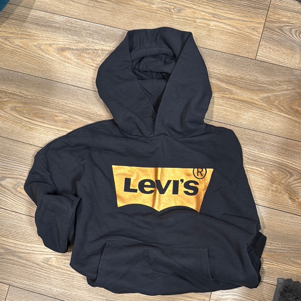 Levi's Black Hoodie with Gold Emblem